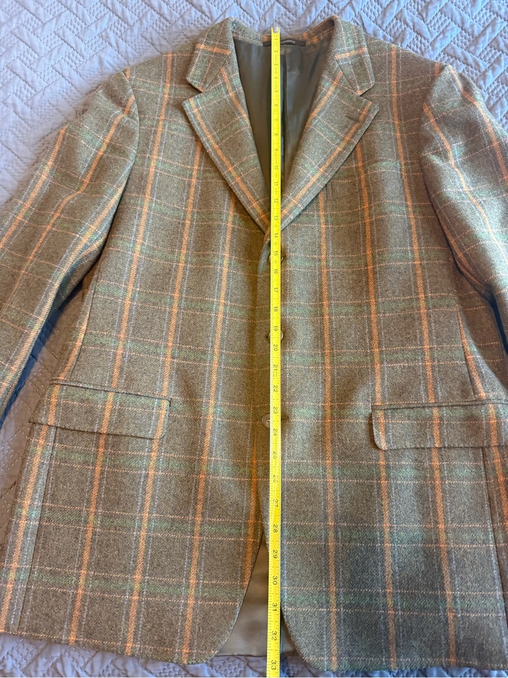 Ermenegildo Zegna Green Plaid Sport Coat with Tan & Orange Windowpane - Picture 14 of 15